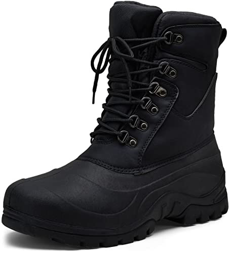 Jousen Men's Waterproof Snow Boots Black Insulated Winter Boot - Size 8