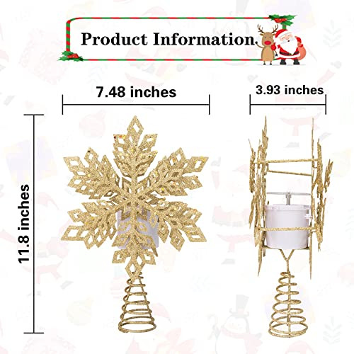 Vigdur Christmas Tree Topper Snowflake Magic Rotating Snowflake Projector New