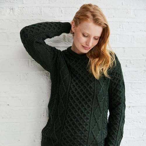 Aran Woollen Mills Eireann Mens Irish Cable Knit Sweater Emerald Green XX-Large New