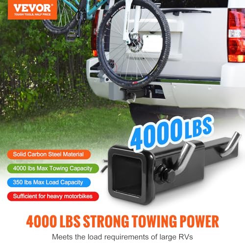 VEVOR 1-1/4" to 2", 6" Extension, 4000 lbs Towing, Black - B0CMD64WH1 New