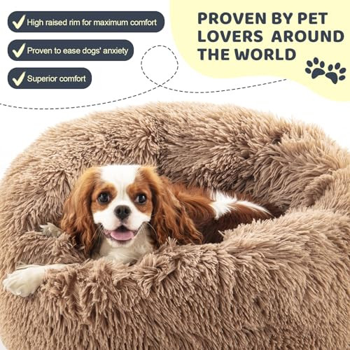 inspaws Calming Dog Bed for Medium Large Dogs, Washable 31" B0CPY1XBL6 - Brown New