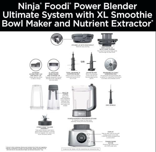 Ninja Foodi 72 oz Power Blender Ultimate System 1200 W, Silver (SS400) New