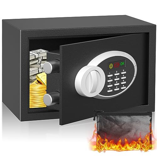 Fireproof Safe Box with Fireproof Document Bag,0.5 Cubic Feet B0CFTV4ZMW -Black New