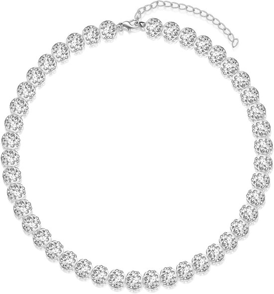 HMOOY BASEBALL BEADED CHAIN NECKLACE FOR MEN WOMEN - WHITE