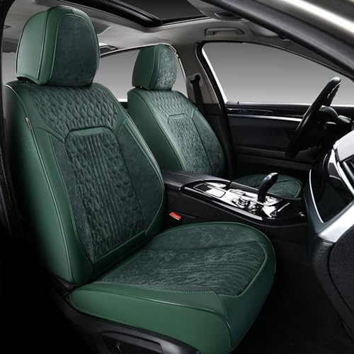 Coverado 2PCs Front Seat Covers Leather Car Seat Protector Green Coverado New