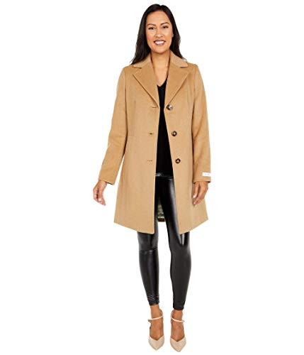 CALVIN KLEIN WOMENS CLASSIC WOOL BLEND COAT - SIZE: WOMEN 6 - CLASSIC CAMEL New