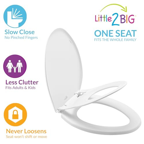 Little2Big Toilet Seat Built-In Toddler Potty Training Seat Slow Close ELONGATED New