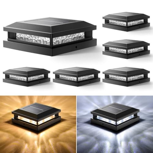 BOSCEOS SOLAR POST CAP LIGHTS 6 PACK 4X4 4.5X4.5 5X5 POSTS 6P - BLACK