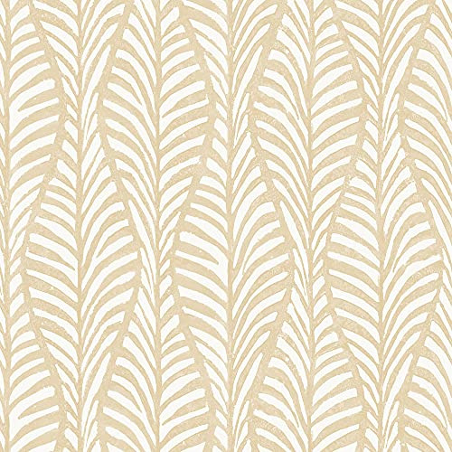 Tempaper White Clay Block Print Leaves Removable Peel and Stick Wallpaper New