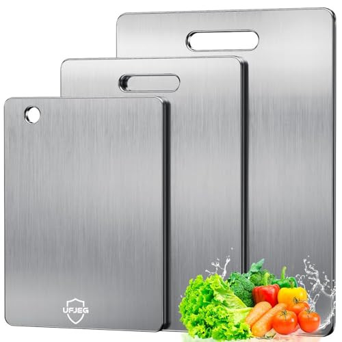 UFJEG TITANIUM CUTTING BOARD, 3 PCS DOUBLE-SIDED CHOPPING BOARD - SILVER