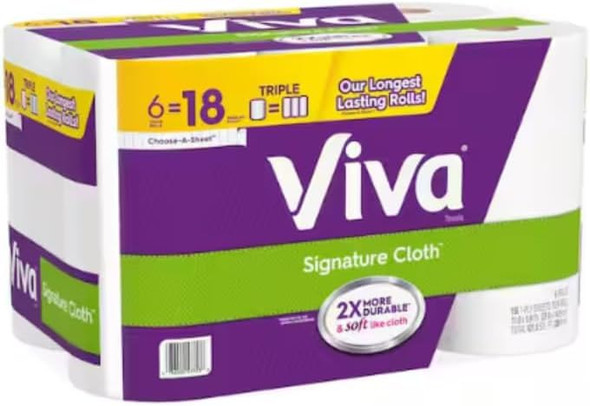 Viva Soft Cloth Paper Towel Roll 129 Sheets Per Roll, 6 Rolls Per Pack New