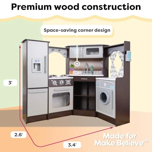 KidKraft Ultimate Corner Wooden Play Kitchen with Lights & Sounds - Espresso