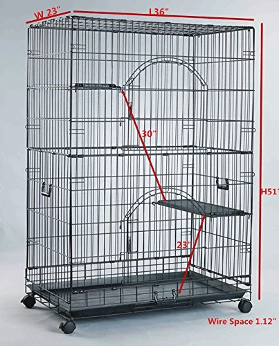 Homey Pet-36 Three Tiers Cat Cage with Pull Out Tray and Casters CT-P3W - Grey New
