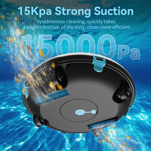 PoolMr Cordless Robotic Pool Cleaner for Flat Bottom Pool up to 42 Ft, Black