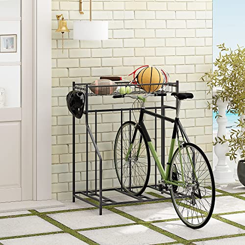 Petiture 3 Bicycle racks with storage, garage storage management, metal (Black)