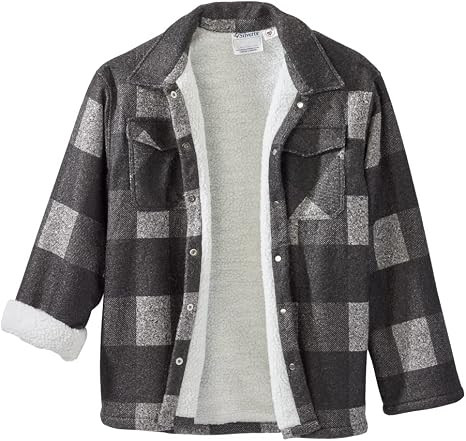 SILVERTS MAGNET CLOSE ADAPTIVE SHERPA LINED SHIRT JACKET SIZE: L - BLACK/GRAY New