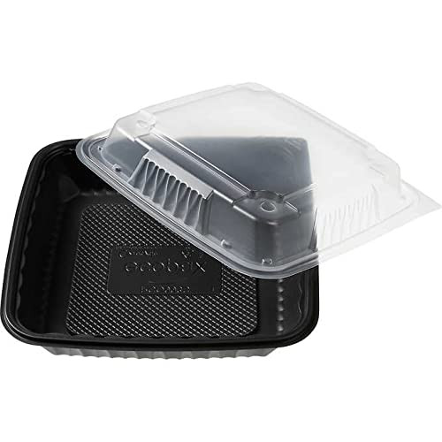[75 Sets] PP Pebble Box Serving Tray, Vented Lid (9x9" 1 Compartment) B09DTJP5LS New