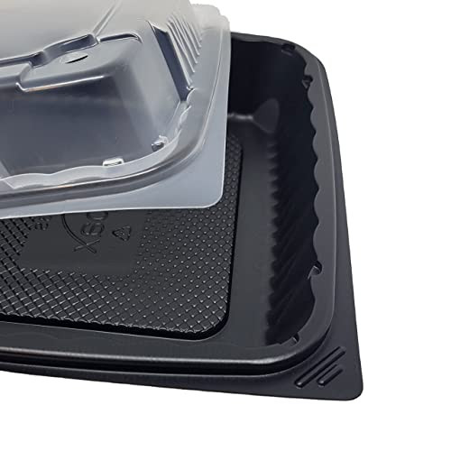 [75 Sets] PP Pebble Box Serving Tray, Vented Lid (9x9" 1 Compartment) B09DTJP5LS New