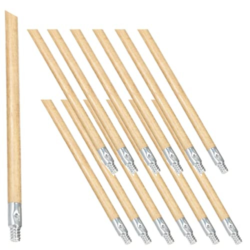 RUBBERMAID COMMERCIAL PRODUCTS LACQUERED BROOM HANDLE THREADED METAL TIP,12Pack