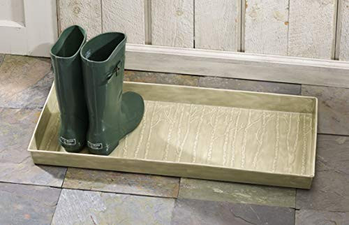 HF by LT Birch Forest Design Enamel Boot Tray, 30 x 13 inches, Putty Finish New