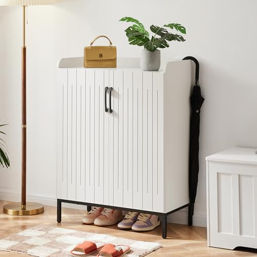 MERICONIA LARGE 5-TIER SHOE STORAGE CABINET WITH DOORS - A-WHITE