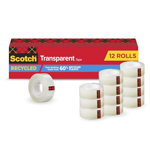 Scotch Transparent Greener Tape, 12 Rolls, 3/4 x 900 Inches, Boxed New