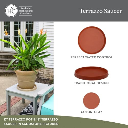 The HC Companies Terrazzo, Plant Saucer, 18.5", 1 Pack, Clay New
