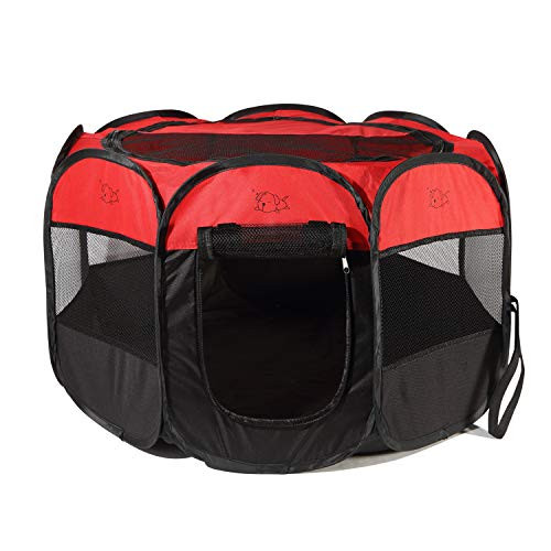 Rarasy Pet Playpen Indoor Outdoor Mesh Open-air Playpen Exercise Tent -Grey New