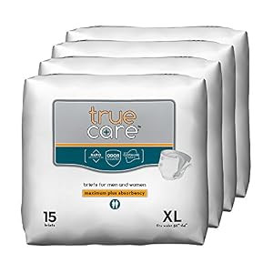 True Care Maximum Plus Absorbency Incontinence Briefs XL 60 Count B079KR1BSC New New