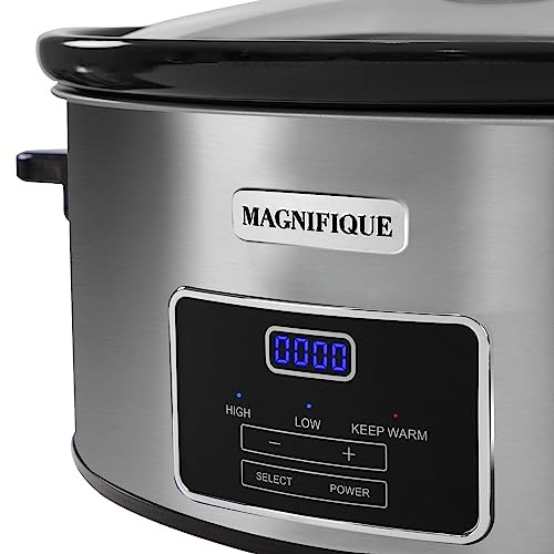 MAGNIFIQUE 8-QUART PROGRAMMABLE SLOW COOKER WITH NON-STICK POT - STAINLESS STEEL