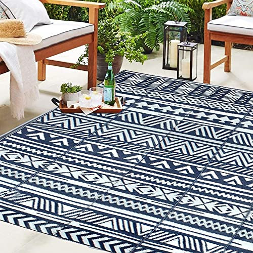 GFT Reversible Mats for Patio,Outdoor Plastic Rugs 9 x 12 Ft,Modern Plastic Area New