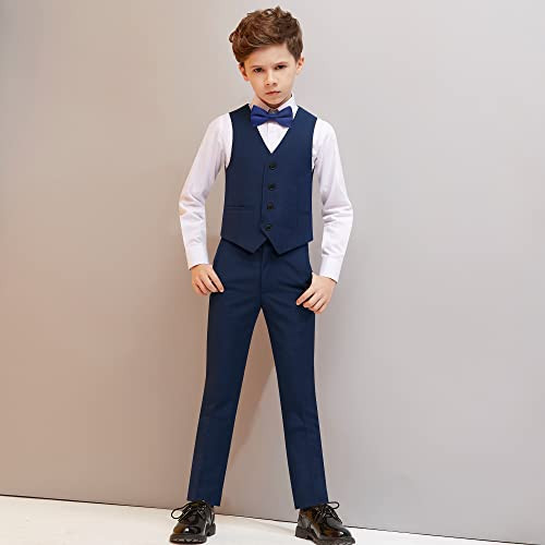 HappyPlanet Boys'5-Piece Slim Fit Dresswear Set with Shirt and Vest, 12 New