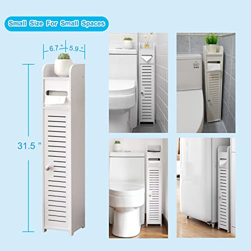 AOJEZOR Small Bathroom Storage Cabinet: No Drill Ultra-Narrow for Renters New
