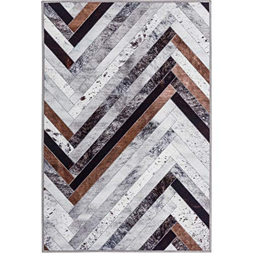 Decomall Faux Cowhide Patchwork Printed Rug Mat Door Entryway 2x3' Multi New