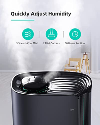 6L Humidifiers Cool Mist Ultrasonic Humidifier Essential Oil 6L/1.6Gal - Black New