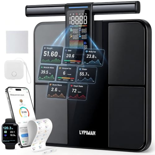 LVPIMAN DIGITAL BATHROOM SMART SCALE BODY WEIGHT BMI FAT MUSCLE CF625 - BLACK
