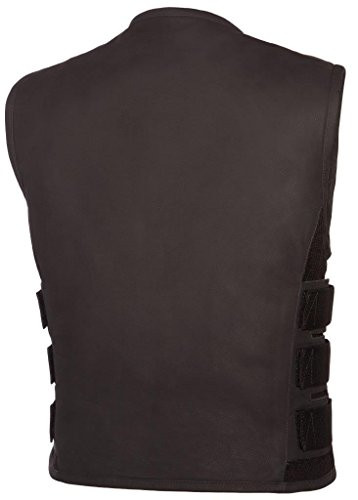 True Element Mens SWAT Team Style Leather Motorcycle Vest with Gun Pockets 2XL New
