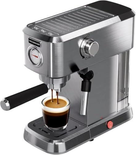 MEGAWISE 20-BAR ESPRESSO MACHINE 40.6OZ TANK MILK FROTHER - SLIVER New