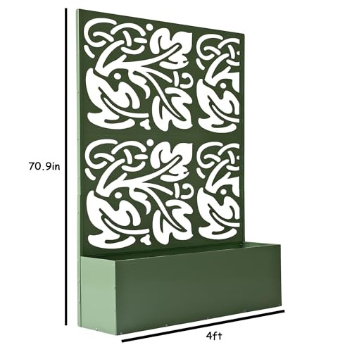 OAKLAND LIVING 6 FT. X 4 FT. GREEN FREESTANDING METAL PRIVACY - GREEN-FB-LEAF New