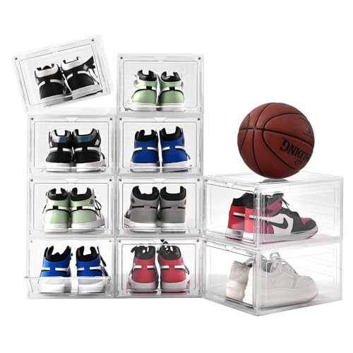 UNI HIMO SHOE ORGANIZER, THICK & STURDY MAGNETIC DOOR, 10 PACK - CLEAR