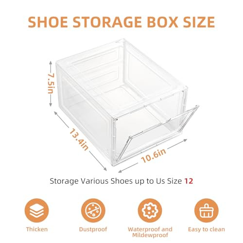 UNI HIMO SHOE ORGANIZER, THICK & STURDY MAGNETIC DOOR, 10 PACK - CLEAR