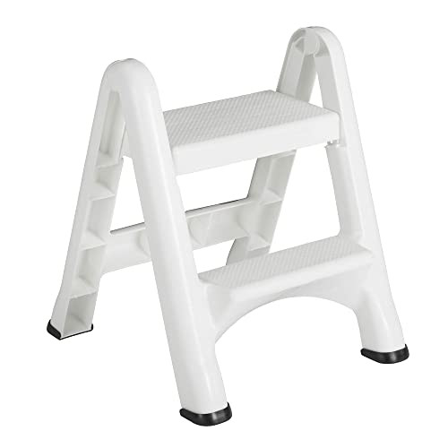 Rubbermaid EZ Step Folding Stool, 2-Step, White New