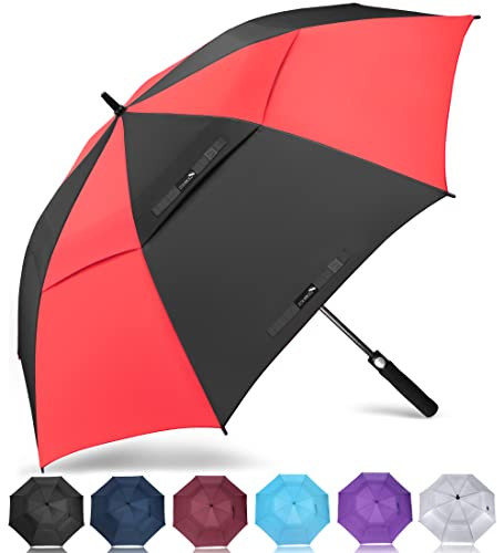 ZOMAKE Large Oversized Windproof Duty Umbrellas - 68" XL Sports (Black/Red) New