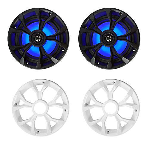Rockville RKL65MBW 6.5" 2-Way Coaxial Marine Boat LED Speakers Pair - White New