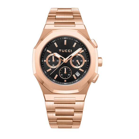 TUCCI ITALY LUSSUOSO STAINLESS STEEL QUARTZ UNISEX WATCH MIYOTA - ROSE GOLD