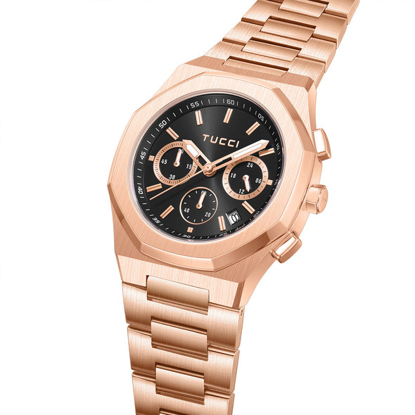 TUCCI ITALY LUSSUOSO STAINLESS STEEL QUARTZ UNISEX WATCH MIYOTA - ROSE GOLD