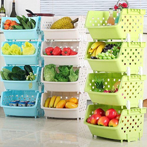 4Pack Market Baskets YIFAN Storage Basket Stacking Baskets - Khaki New