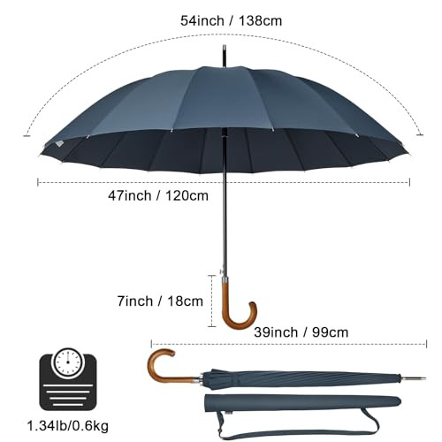 G4Free 54 Inch Large Umbrella Auto Open Golf Umbrella Rain B0BXCTCNP3 - Black New