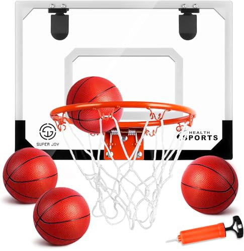SUPER JOY Mini Basketball Hoop Over The Door Wall Mounted Basketball Hoop Set