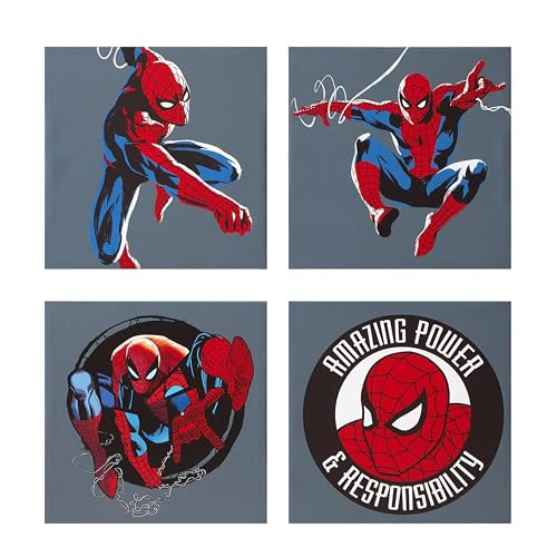 Idea Nuova Marvel Spiderman 4 Pack Canvas Art Set, 4 Piece Set
